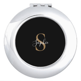 Personalized Monogram Script Elegant Customized Compact Mirror