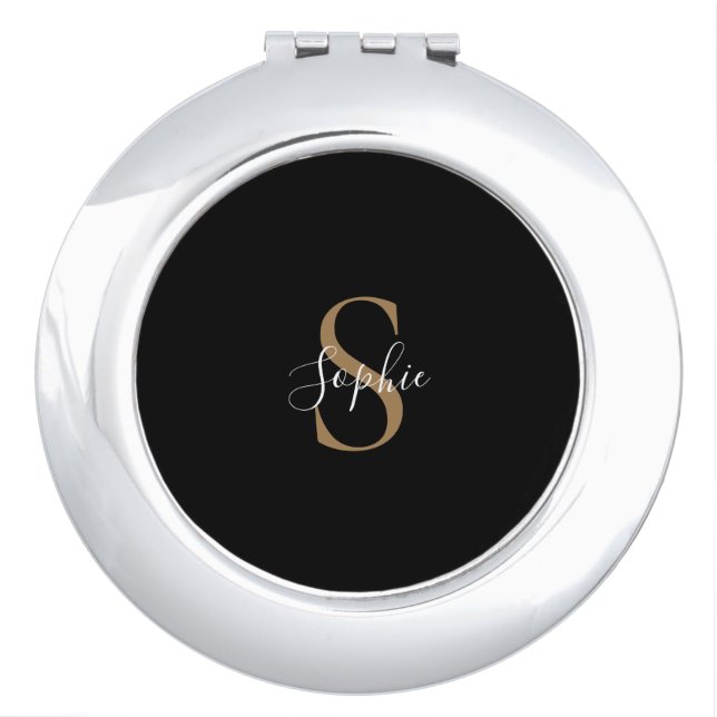 Personalized Monogram Script Elegant Customized  Compact Mirror (Front)