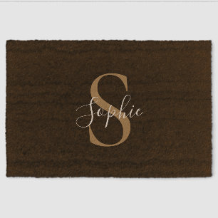 Personalized Monogram Script Elegant Customized Fiber Doormat
