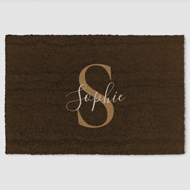 Personalized Monogram Script Elegant Customized  Fiber Doormat (Front)