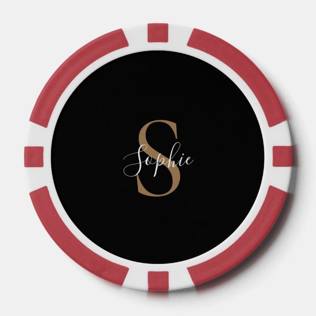 Personalized Monogram Script Elegant Customized  Poker Chips (Front)