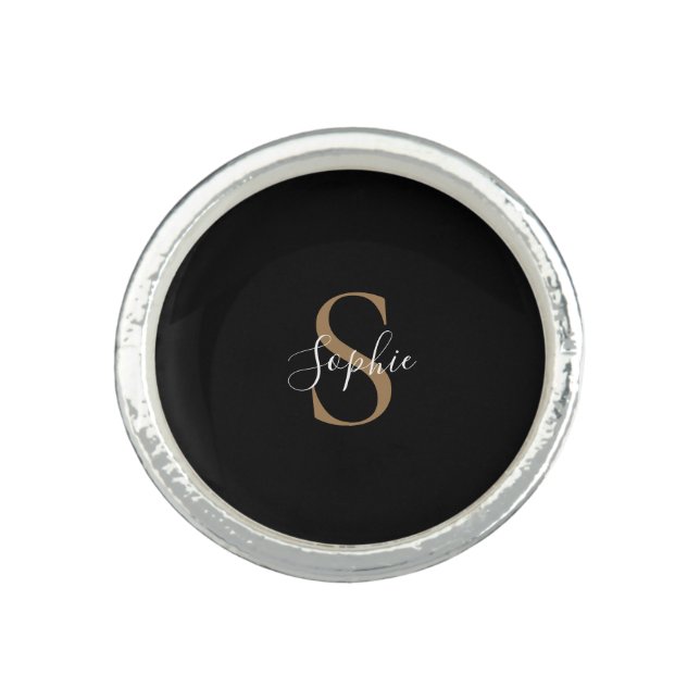 Personalized Monogram Script Elegant Customized  Ring (Front)