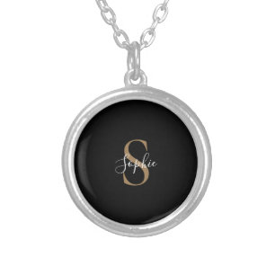 Personalized Monogram Script Elegant Customized Silver Plated Necklace