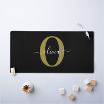 Personalized Monogram Script Name Black White Gold