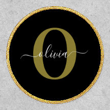 Personalized Monogram Script Name Black White Gold