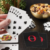 Personalized Monogram Script Name Black White Red Playing Cards (In Situ)