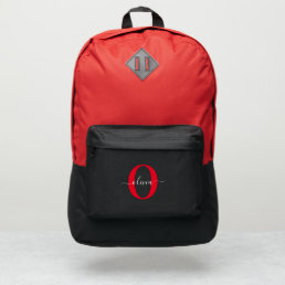 Personalized Monogram Script Name Black White Red Port Authority&#174; Backpack