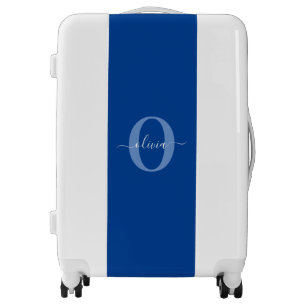 Personalized Monogram Script Name Blue White Luggage