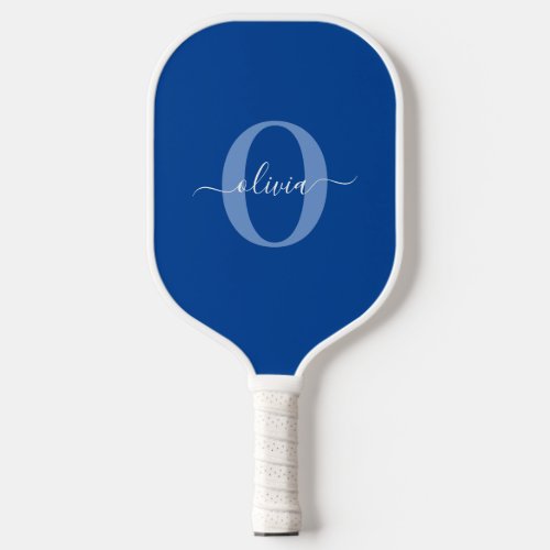 Personalized Monogram Script Name Blue White Pickleball Paddle