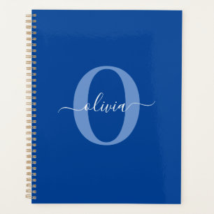 Personalized Monogram Script Name Blue White Planner