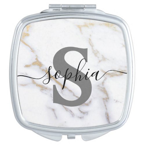 Personalized Monogram Script Name Initial Custom  Compact Mirror