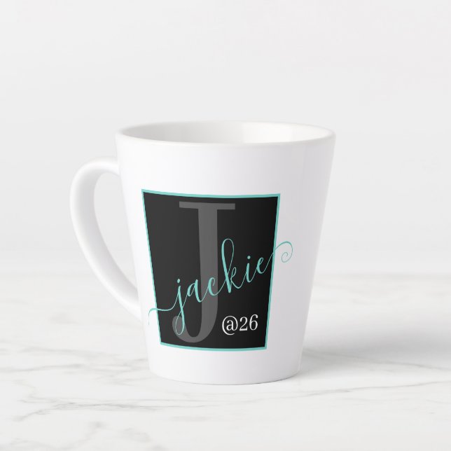 Personalized Monogram Script Name Latte Mug  (Left Angle)