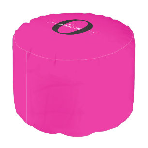Personalized Monogram Script Name Pink Black White Pouf