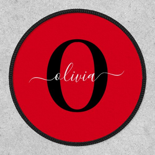 Personalized Monogram Script Name Red Black White Patch