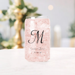 Personalized Monogram Script Name Wedding Party  Can Glass