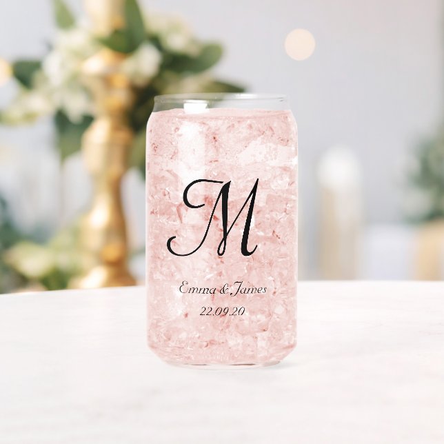Personalized Monogram Script Name Wedding Party  Can Glass (Insitu (Wedding))