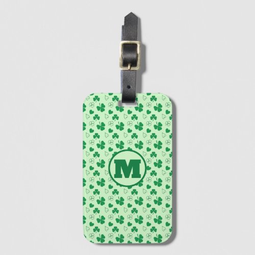 Personalized monogram Shamrock pattern green Lugga Luggage Tag