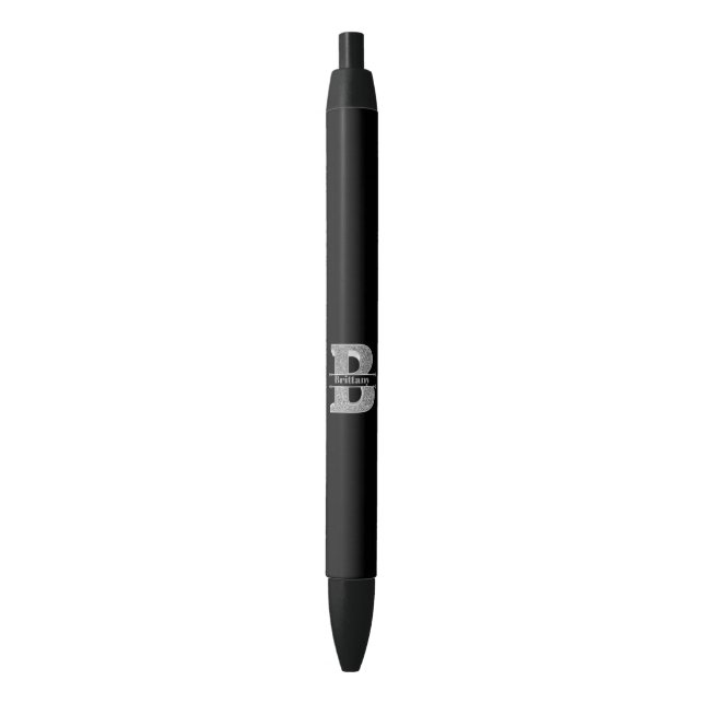 Personalized Monogram Silver Initial B Name Pen (Front Vertical)