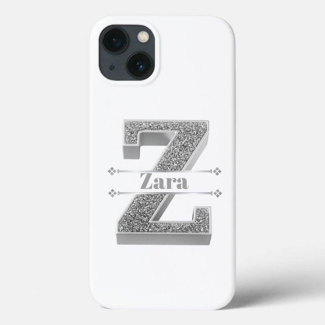 Personalized Monogram Silver Initial Z Your Name   Case-Mate iPhone Case (Back)