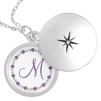 Personalized Monogram Silver Plated Locket Purple by online_store at Zazzle