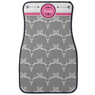 Personalized Monogram Skull Antler Arrow Pattern Car Mat