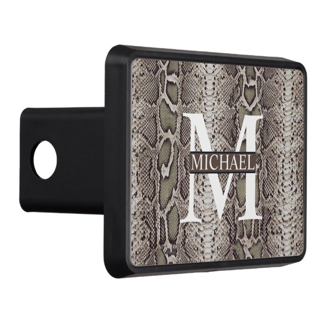 Personalized Monogram Snake Skin Animal Print Hitch Cover (Right)