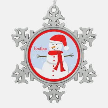 Personalized Monogram Snowman Snowflake Ornament by ornamentsbyhenis at Zazzle