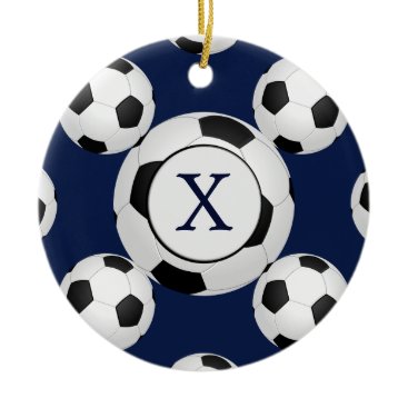 Personalized Monogram Soccer Balls Sports Ceramic Ornament