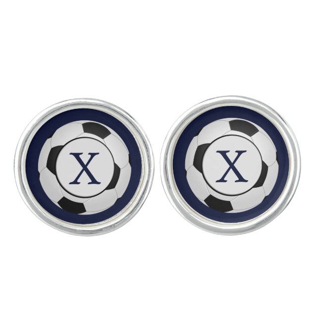 Personalized Monogram Soccer Balls Sports Cufflinks (Front)