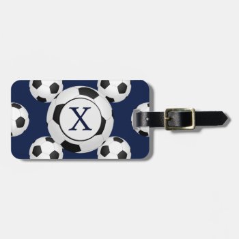 Personalized Monogram Soccer Balls Sports Luggage Tag by MonogramBoutique at Zazzle