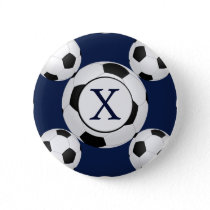 Personalized Monogram Soccer Balls Sports Pinback Button