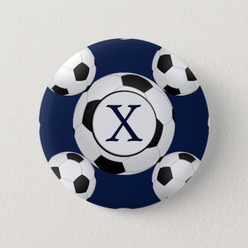Personalized Monogram Soccer Balls Sports Pinback Button by MonogramBoutique at Zazzle