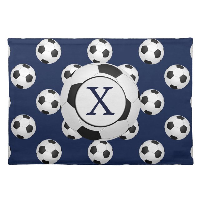 Personalized Monogram Soccer Balls Sports Placemat (Front)
