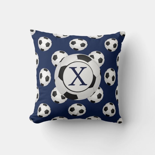 Personalized Monogram Soccer Balls Sports Throw Pillow (Front)