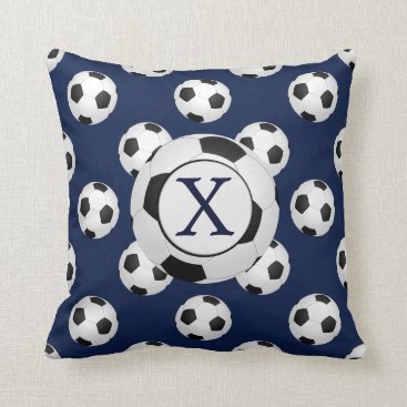 Personalized Monogram Soccer Balls Sports Throw Pillow