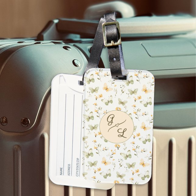 Personalized Monogram Spring Butterfly Luggage Tag (Creator Uploaded)
