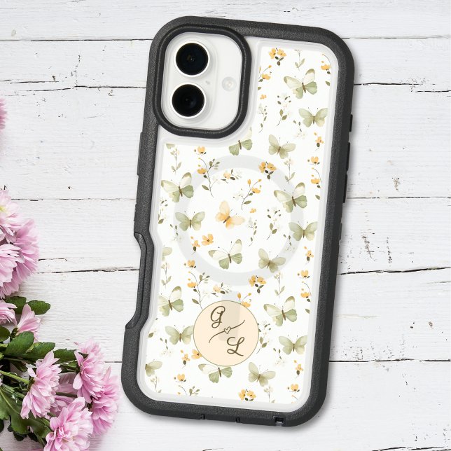 Personalized Monogram Spring Butterfly Otterbox iPhone Case (Creator Uploaded)