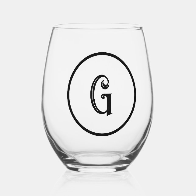 Personalized Monogram Stemless Wine Glass (Front)