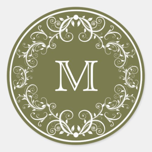 Personalized Monogram Stickers Floral Green