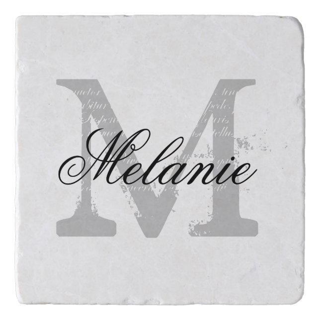 Personalized monogram stone trivet | pot holders (Front)