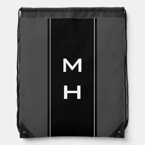 Personalized monogram striped drawstring bag