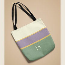Personalized Monogram Striped Elegant Tote Bag