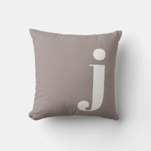Personalized Monogram Stylish Earthy Initial Taupe Throw Pillow