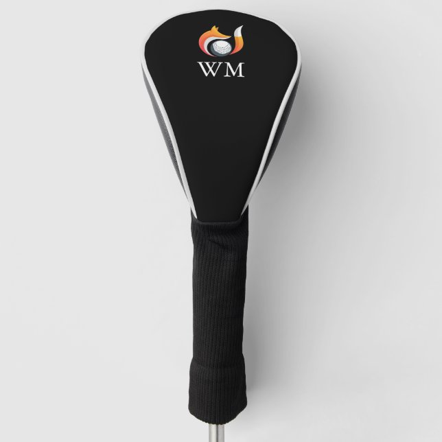 Personalized Monogram Stylish Fox And Ball Golf Head Cover (Front)