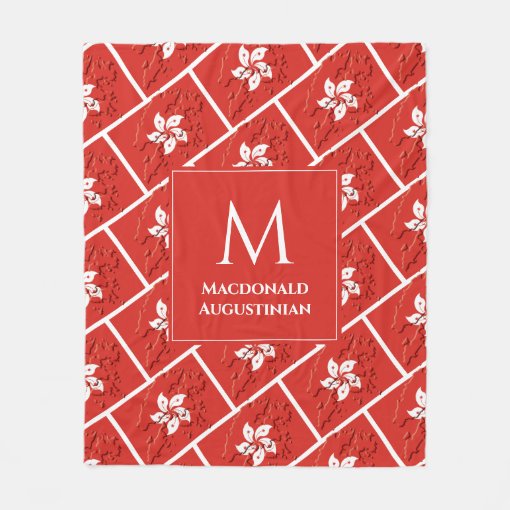 Personalized Monogram Stylish HONG KONG FLAG MAP Fleece Blanket Zazzle