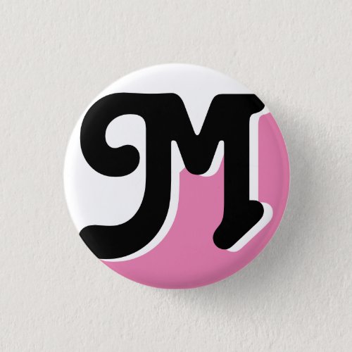 Personalized Monogram Stylish Pink Black  White Button