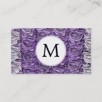Personalized Monogram stylized purple zebra print Business Card