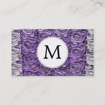 Personalized Monogram Stylized Purple Zebra Print Business Card by MonogramBoutique at Zazzle