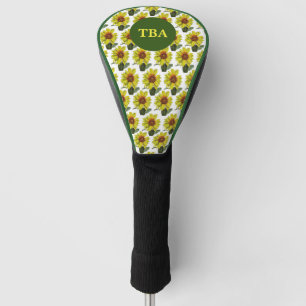 Personalized Monogram Sunflower Golf Head Cover