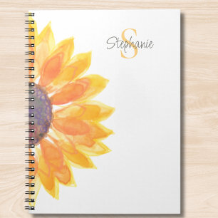 Personalized Monogram Sunflower Notebook